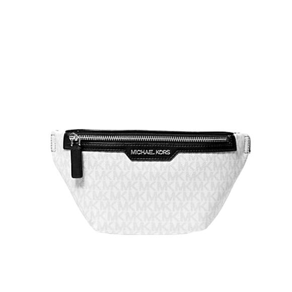 MICHAEL KORS Cooper Mini Logo Belt Bag Signature Print Unisex White Black NWT - Picture 3 of 9